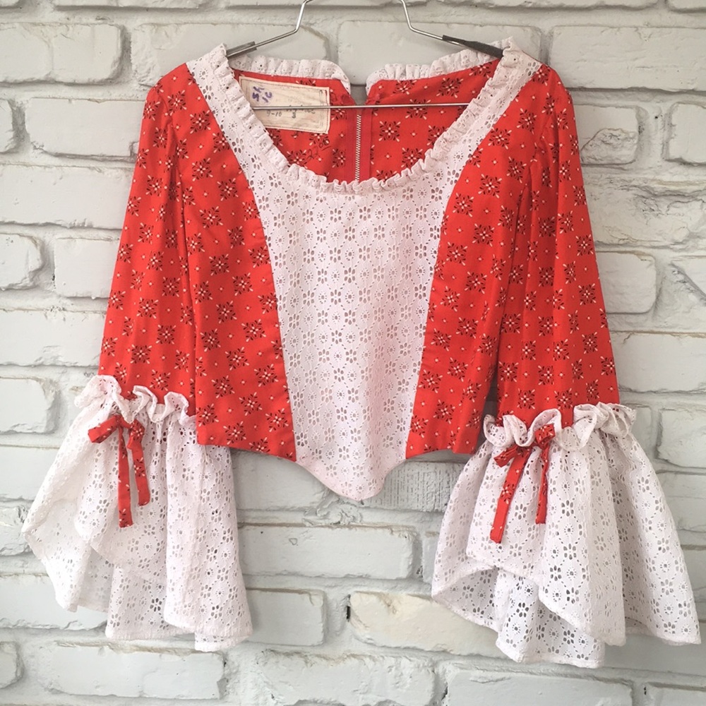 Vintage red/white bandana crop top